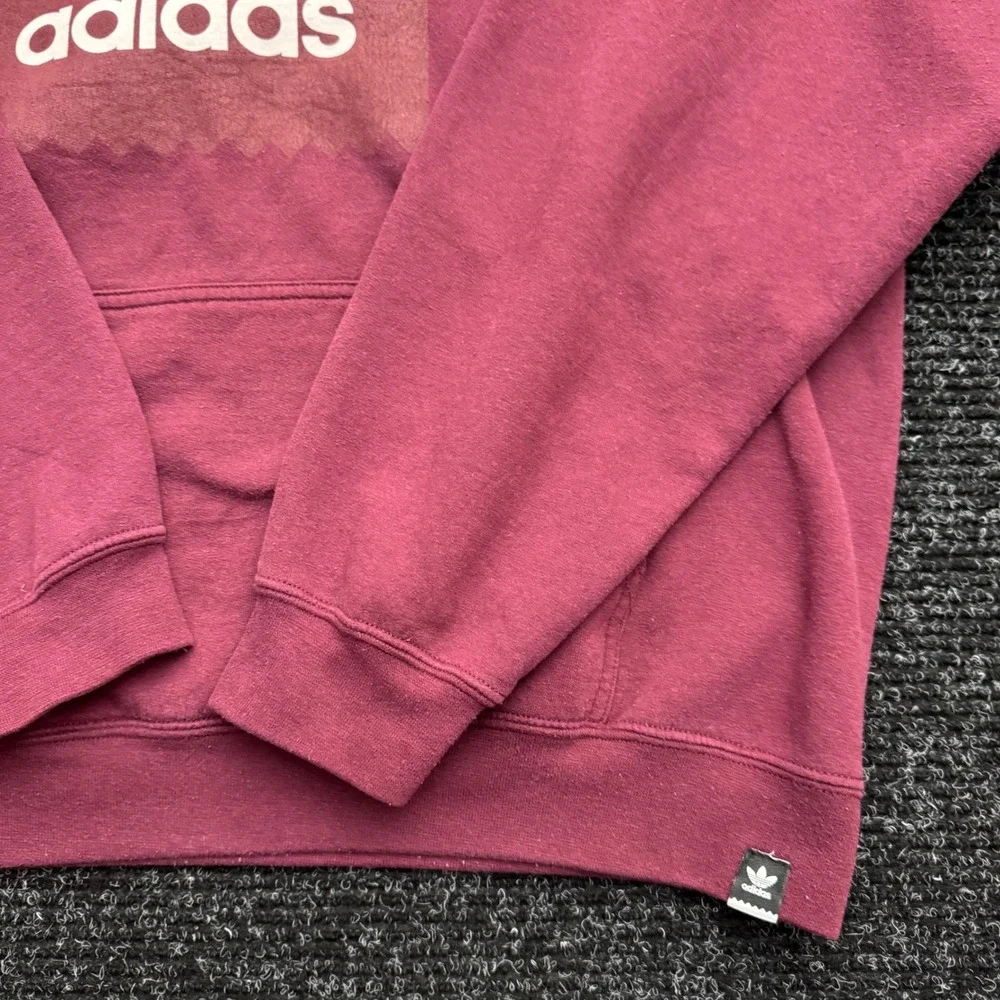 Adidas Originals Trefoil Box Logo Hoodie Mens 2XL Maroon Burgundy Pullover